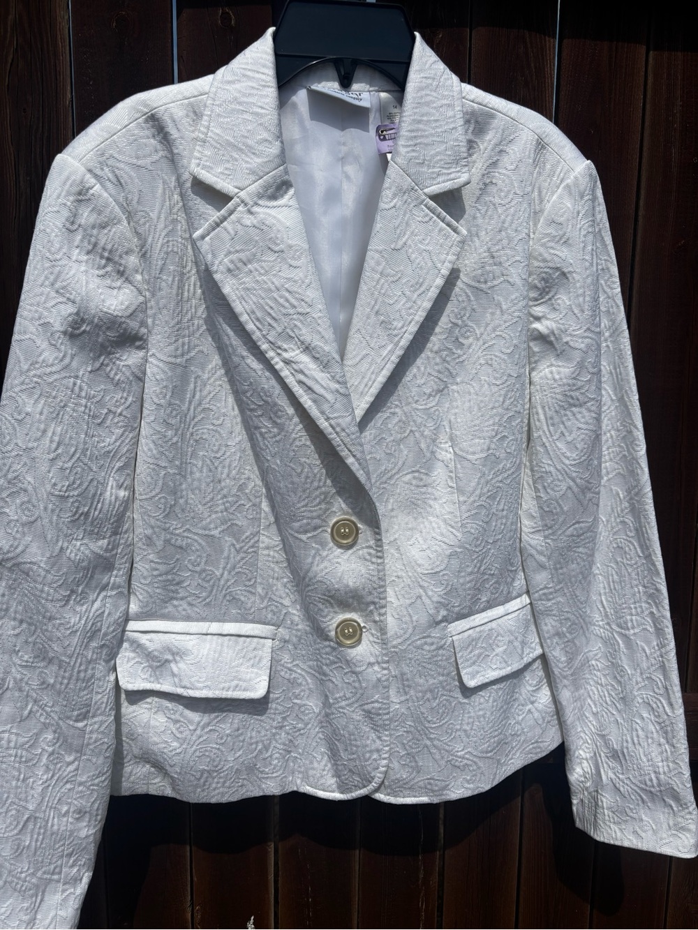 Liz Claiborne Villager White Jacquard Paisley Jacket